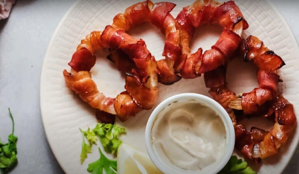 Keto Bacon wrapped Onion Rings